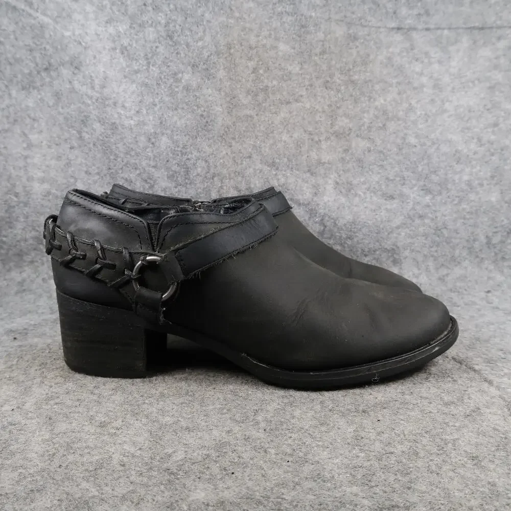 TaraM Shoes Womens 8.5 Mule Booties Slip On Block Heel Western Leather Black